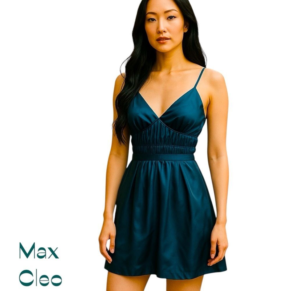 Max & Cleo Metallic Blue Rave Dance Party Dress NWOT Size 6